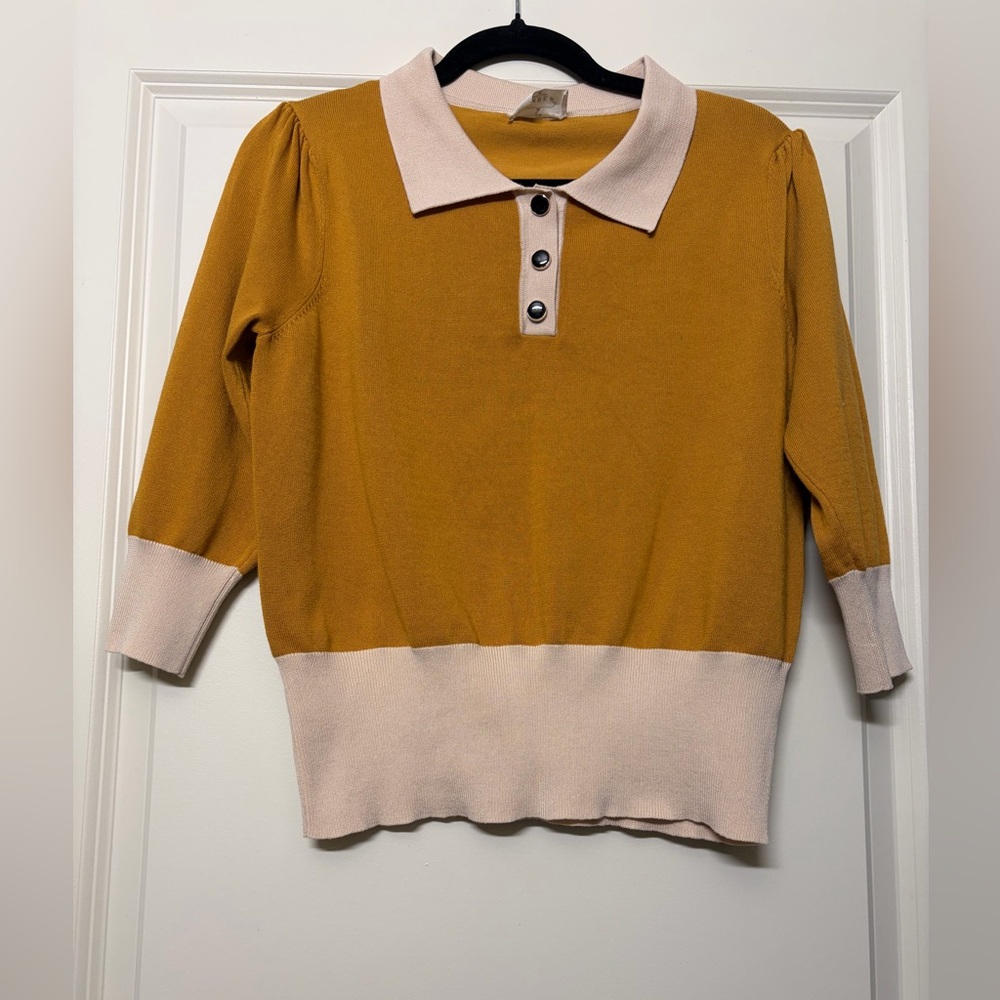 Ember Mustard and Cream Top